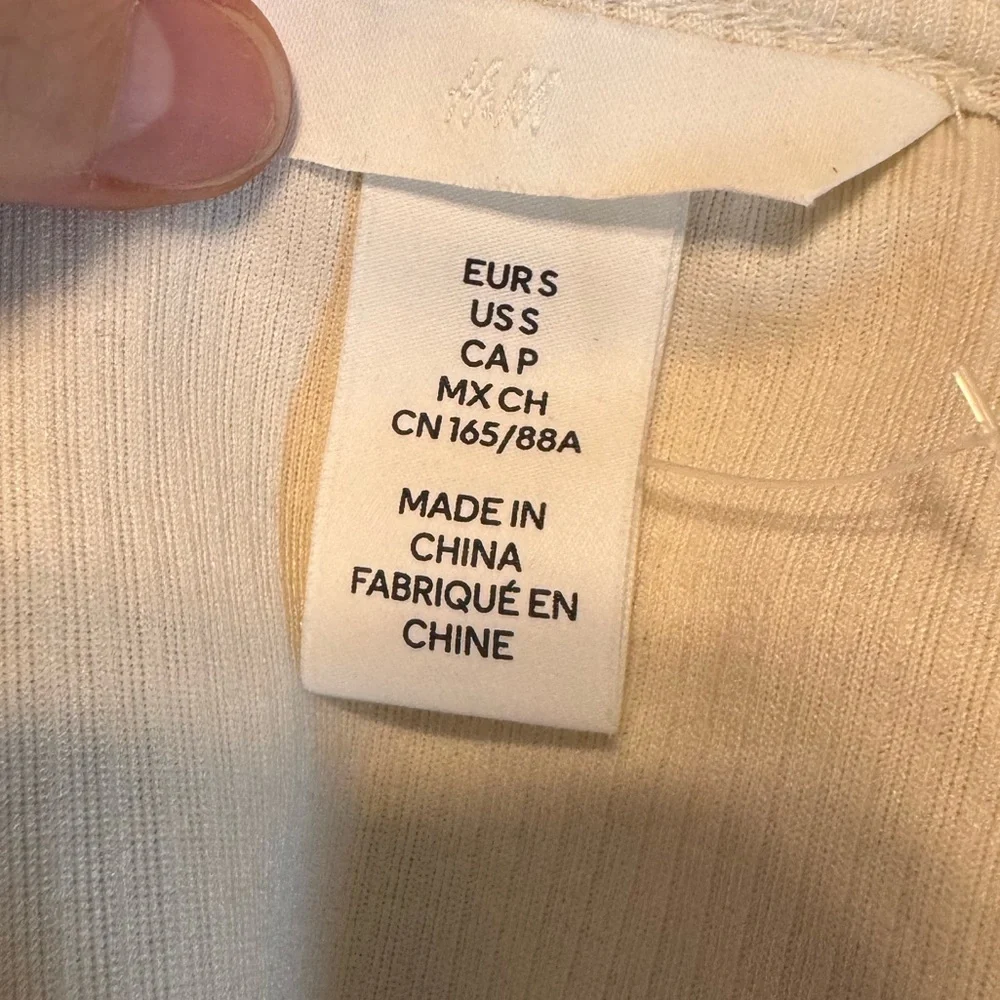 H&M Cream Long Sleeve Fitted Ribbed Top - Picture 6 of 6
